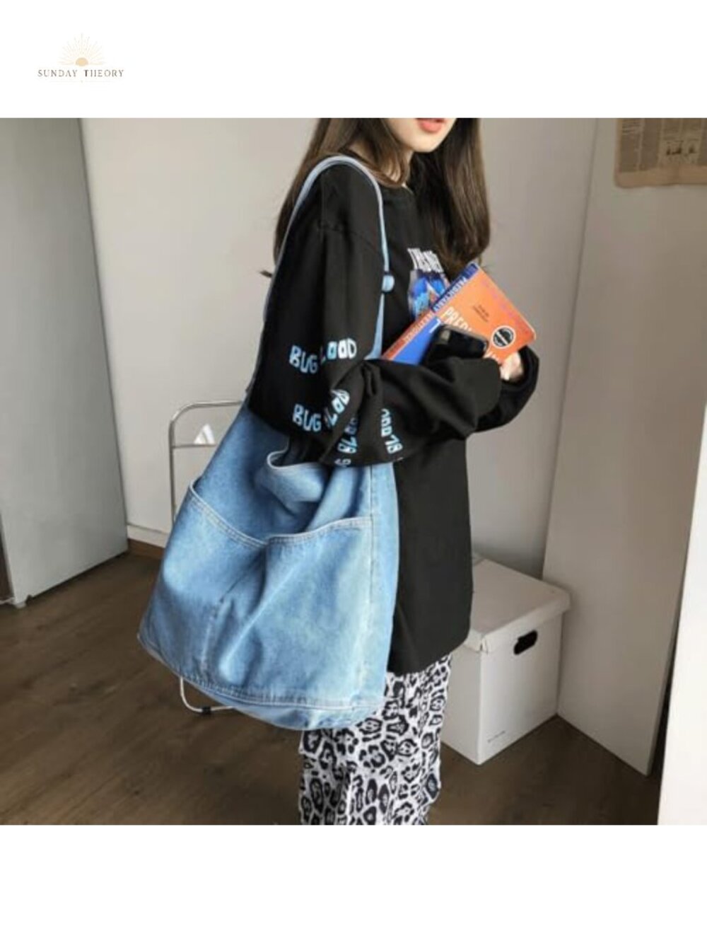 Denim Hobo Shoulder Bag Messenger Canvas Tote Crossbody - Picture 2 of 6